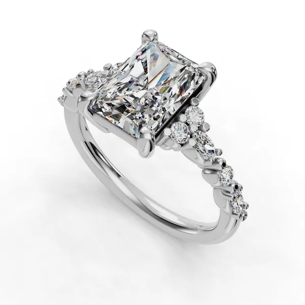 14K White Gold Radiant Engagement Ring Setting SVS Fine Jewelry Oceanside, NY