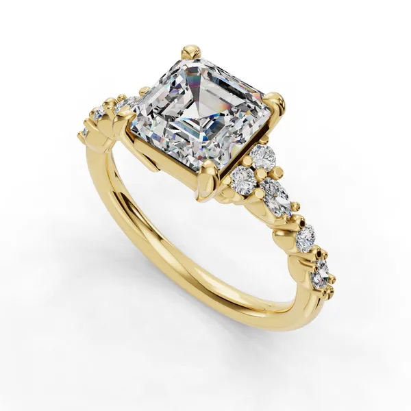 14K Yellow Gold Asscher Engagement Ring Setting SVS Fine Jewelry Oceanside, NY