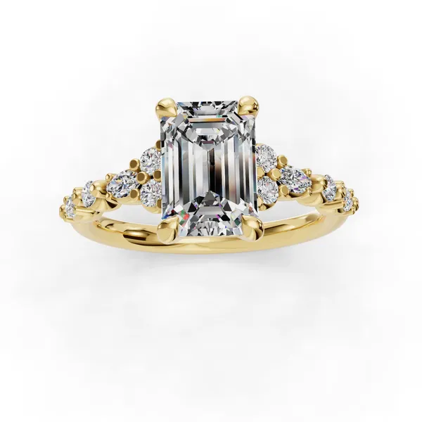 14K Yellow Gold Emerald Engagement Ring Setting Image 4 SVS Fine Jewelry Oceanside, NY