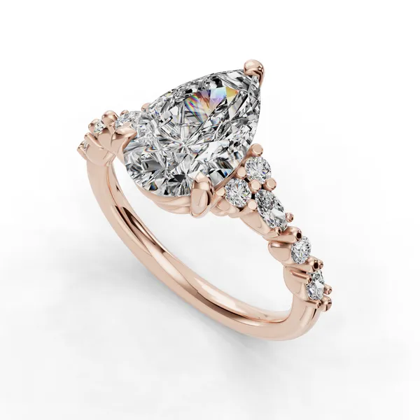 18K Rose Gold Pear Engagement Ring Setting SVS Fine Jewelry Oceanside, NY