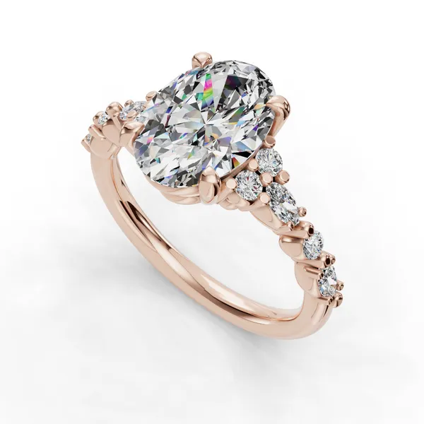 18K Rose Gold Oval Engagement Ring Setting SVS Fine Jewelry Oceanside, NY