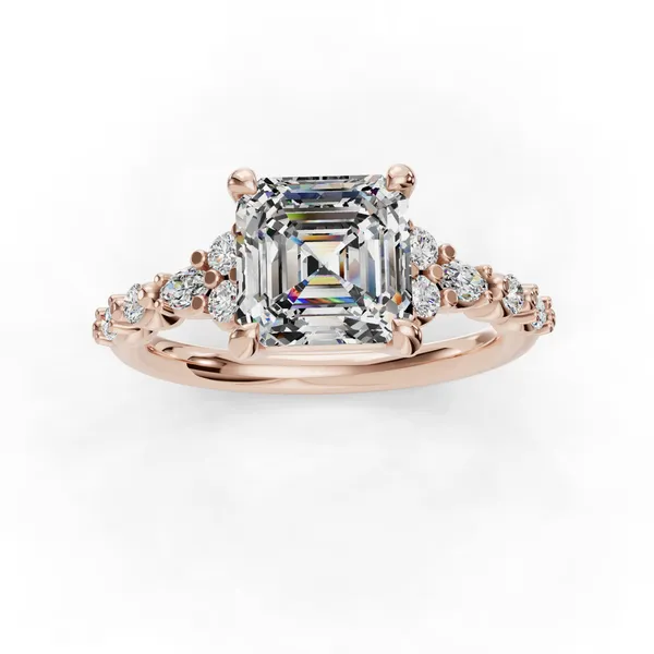 18K Rose Gold Asscher Engagement Ring Setting Image 4 SVS Fine Jewelry Oceanside, NY