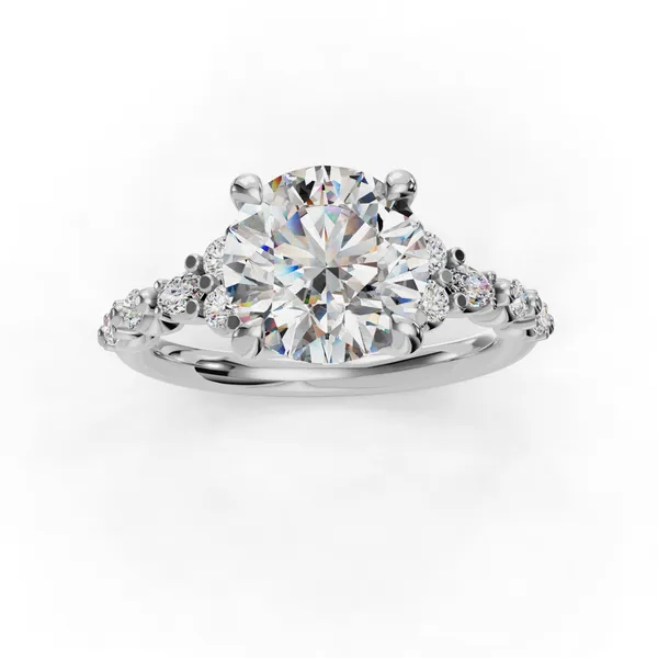 18K White Gold Round Engagement Ring Setting Image 4 SVS Fine Jewelry Oceanside, NY