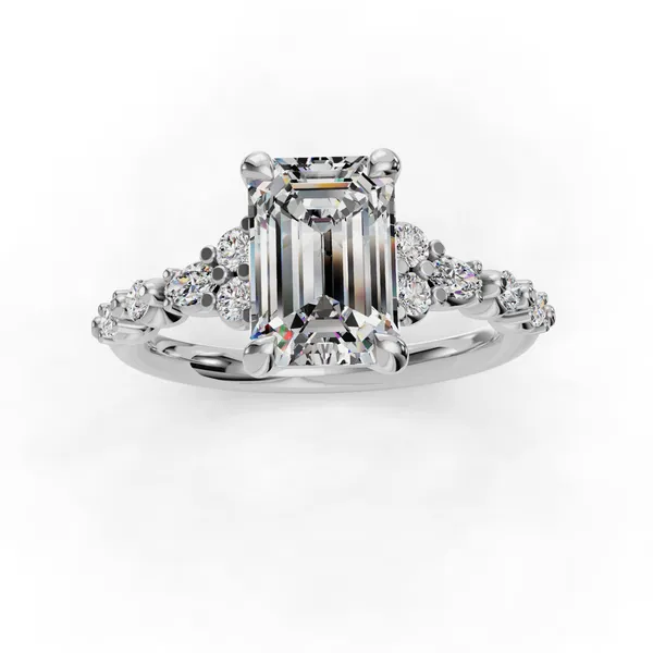 18K White Gold Emerald Engagement Ring Setting Image 4 SVS Fine Jewelry Oceanside, NY