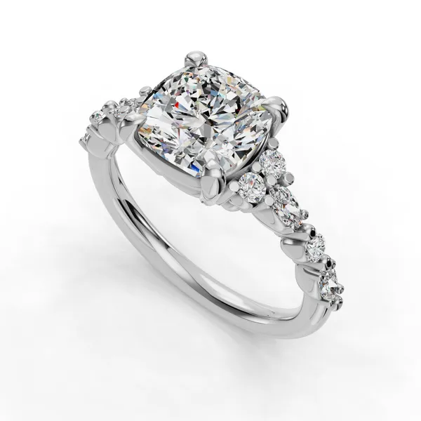 18K White Gold Cushion Engagement Ring Setting SVS Fine Jewelry Oceanside, NY