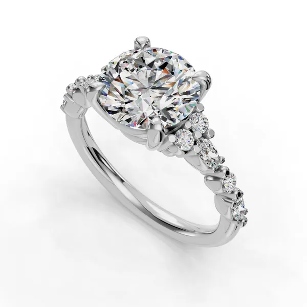 Platinum Round Engagement Ring Setting SVS Fine Jewelry Oceanside, NY