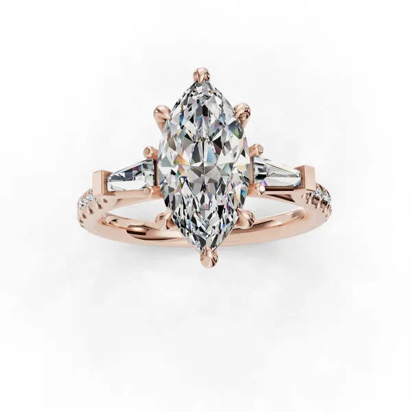 14K Rose Gold Marquise Engagement Ring Setting Image 4 SVS Fine Jewelry Oceanside, NY
