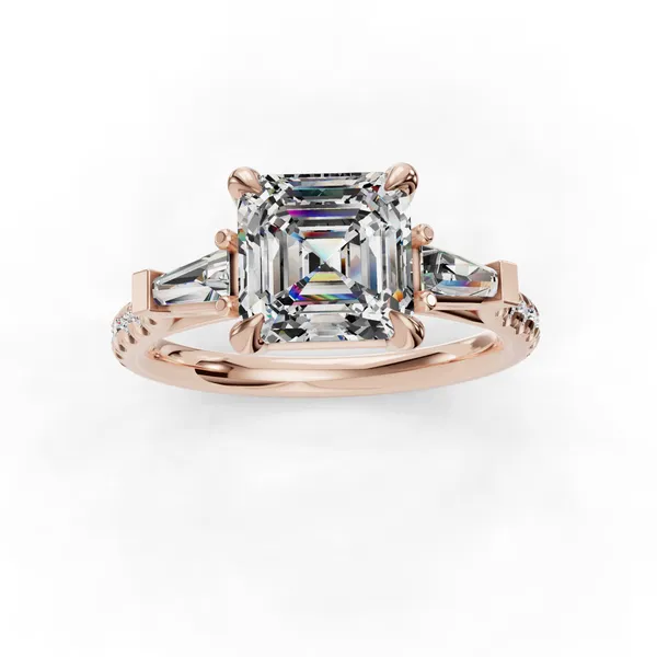 14K Rose Gold Asscher Engagement Ring Setting Image 4 SVS Fine Jewelry Oceanside, NY