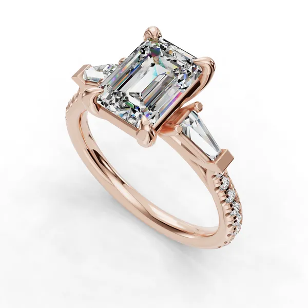 14K Rose Gold Emerald Engagement Ring Setting SVS Fine Jewelry Oceanside, NY