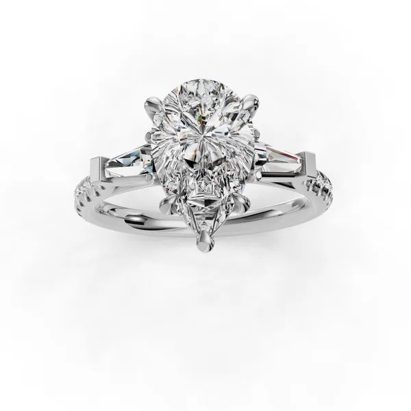 14K White Gold Pear Engagement Ring Setting Image 4 SVS Fine Jewelry Oceanside, NY