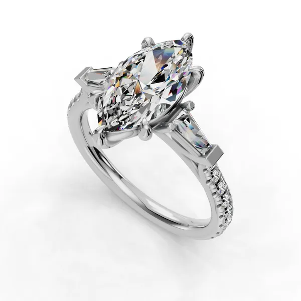 14K White Gold Marquise Engagement Ring Setting SVS Fine Jewelry Oceanside, NY