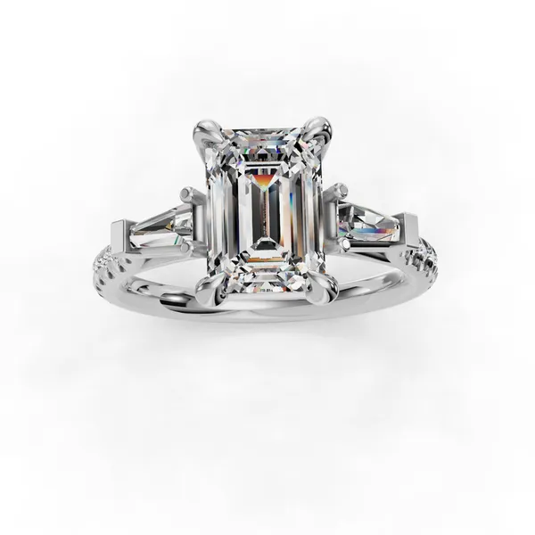 14K White Gold Emerald Engagement Ring Setting Image 4 SVS Fine Jewelry Oceanside, NY