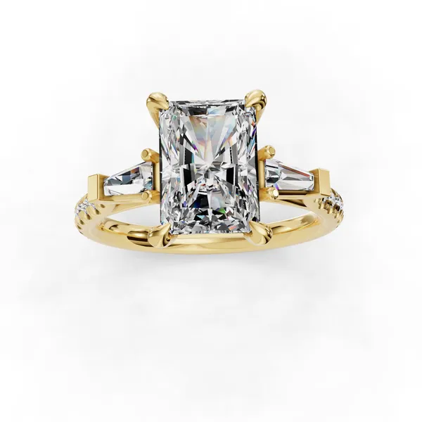 14K Yellow Gold Radiant Engagement Ring Setting Image 4 SVS Fine Jewelry Oceanside, NY