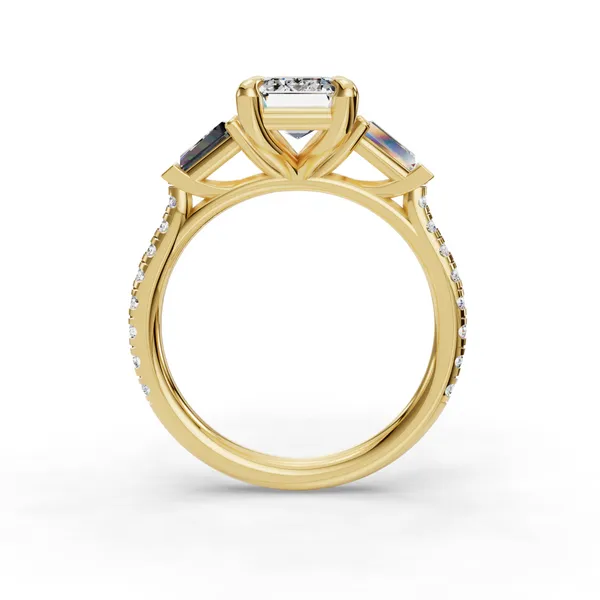 14K Yellow Gold Emerald Engagement Ring Setting Image 2 SVS Fine Jewelry Oceanside, NY