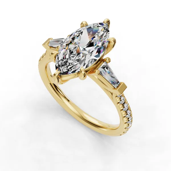 14K Yellow Gold Marquise Engagement Ring Setting SVS Fine Jewelry Oceanside, NY