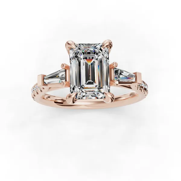 18K Rose Gold Emerald Engagement Ring Setting Image 4 SVS Fine Jewelry Oceanside, NY