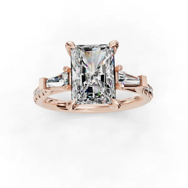 18K Rose Gold Radiant Engagement Ring Setting Image 4 SVS Fine Jewelry Oceanside, NY
