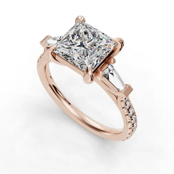 18K Rose Gold Princess Engagement Ring Setting SVS Fine Jewelry Oceanside, NY