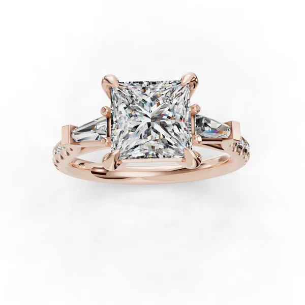 18K Rose Gold Princess Engagement Ring Setting Image 4 SVS Fine Jewelry Oceanside, NY