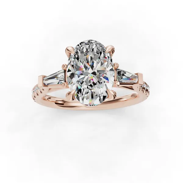18K Rose Gold Oval Engagement Ring Setting Image 4 SVS Fine Jewelry Oceanside, NY