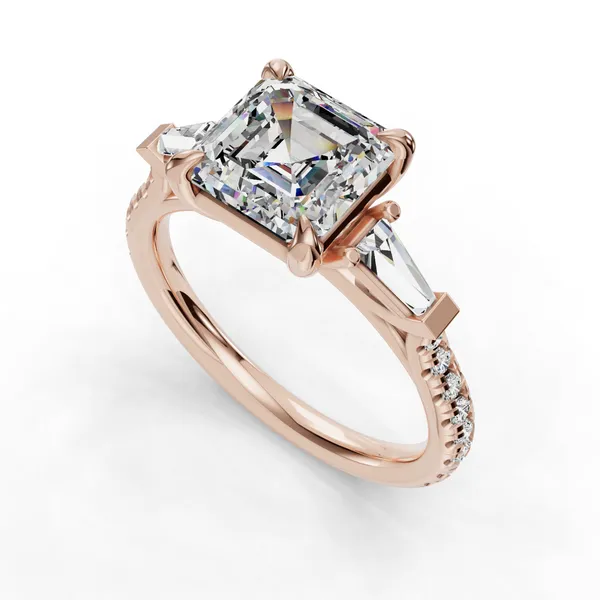 18K Rose Gold Asscher Engagement Ring Setting SVS Fine Jewelry Oceanside, NY