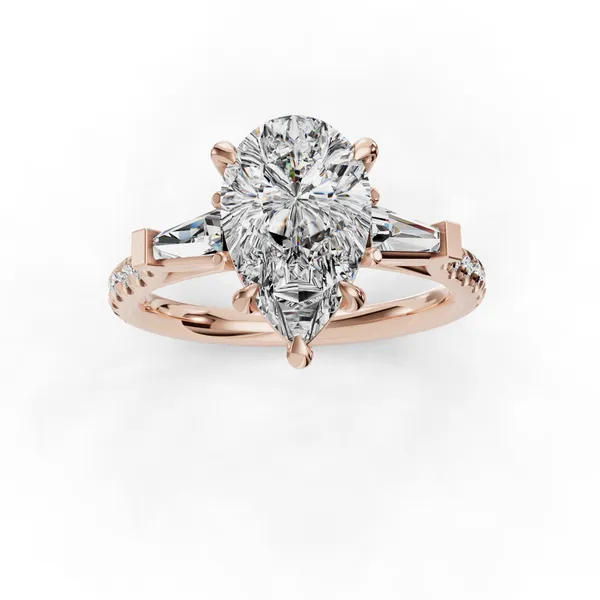 18K Rose Gold Pear Engagement Ring Setting Image 4 SVS Fine Jewelry Oceanside, NY