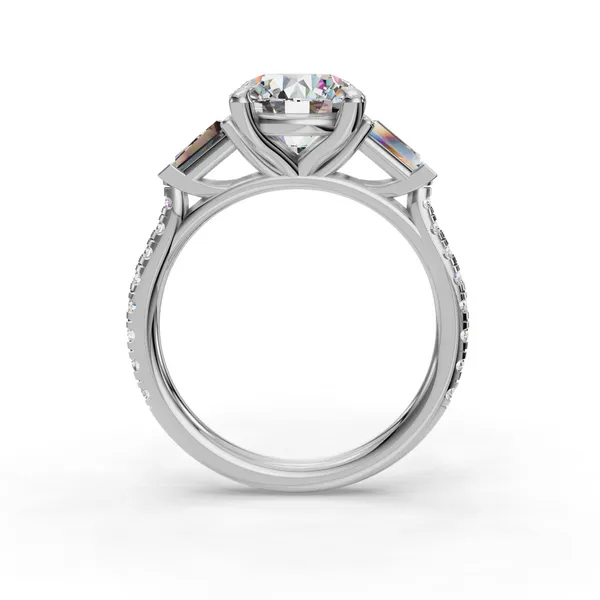 18K White Gold Round Engagement Ring Setting Image 2 SVS Fine Jewelry Oceanside, NY