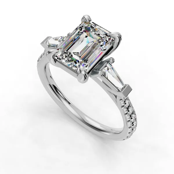 18K White Gold Emerald Engagement Ring Setting SVS Fine Jewelry Oceanside, NY