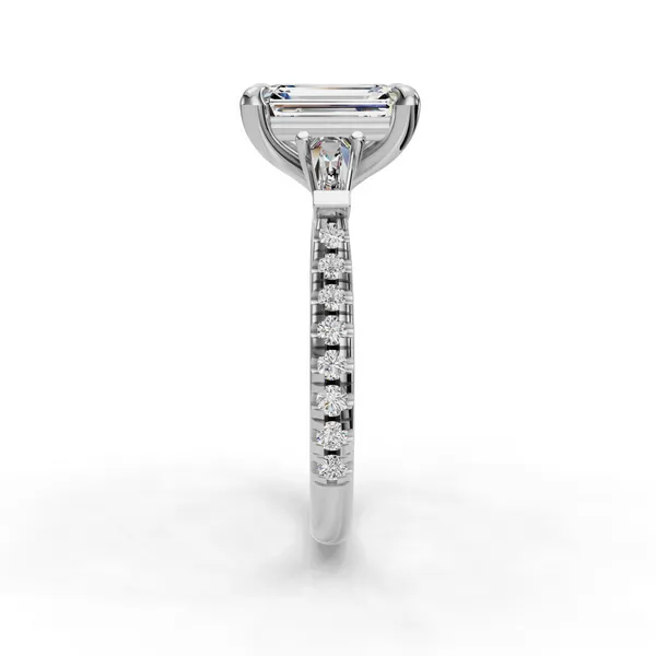 18K White Gold Emerald Engagement Ring Setting Image 3 SVS Fine Jewelry Oceanside, NY