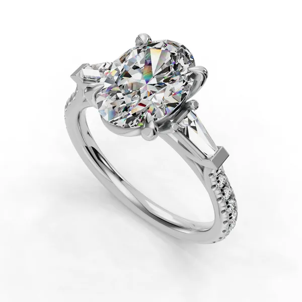 18K White Gold Oval Engagement Ring Setting SVS Fine Jewelry Oceanside, NY