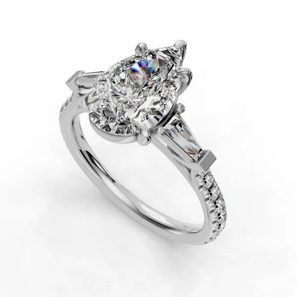 18K White Gold Pear Engagement Ring Setting SVS Fine Jewelry Oceanside, NY