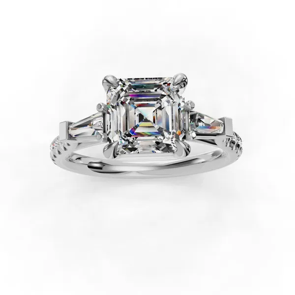 18K White Gold Asscher Engagement Ring Setting Image 4 SVS Fine Jewelry Oceanside, NY