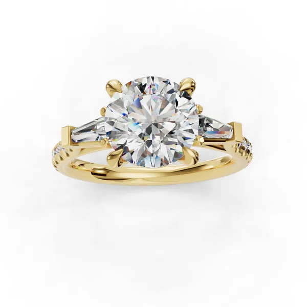 18K Yellow Gold Round Engagement Ring Setting Image 4 SVS Fine Jewelry Oceanside, NY