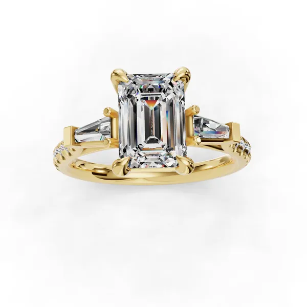 18K Yellow Gold Emerald Engagement Ring Setting Image 4 SVS Fine Jewelry Oceanside, NY