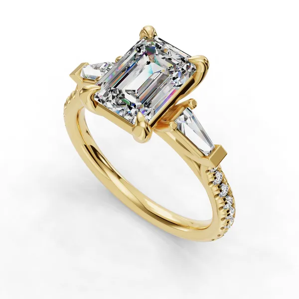 18K Yellow Gold Emerald Engagement Ring Setting SVS Fine Jewelry Oceanside, NY