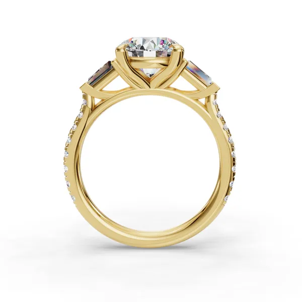 18K Yellow Gold Round Engagement Ring Setting Image 2 SVS Fine Jewelry Oceanside, NY