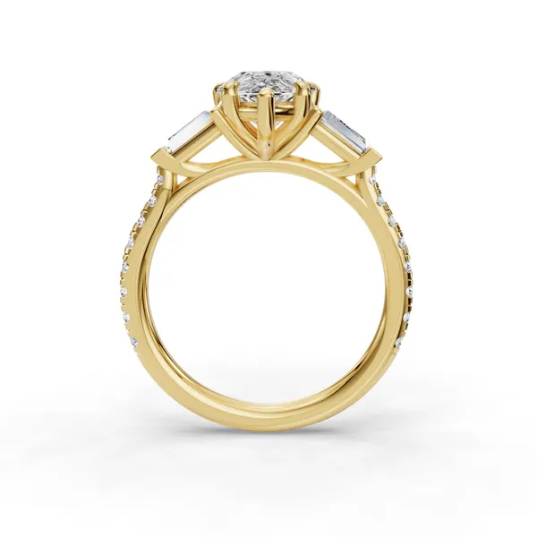 18K Yellow Gold Pear Engagement Ring Setting Image 2 SVS Fine Jewelry Oceanside, NY