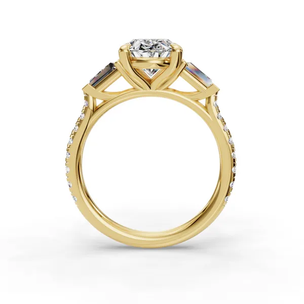 18K Yellow Gold Oval Engagement Ring Setting Image 2 SVS Fine Jewelry Oceanside, NY