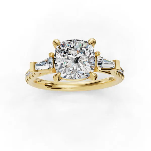 18K Yellow Gold Cushion Engagement Ring Setting Image 4 SVS Fine Jewelry Oceanside, NY