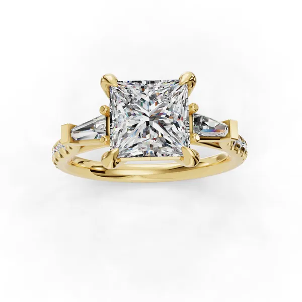 18K Yellow Gold Princess Engagement Ring Setting Image 4 SVS Fine Jewelry Oceanside, NY