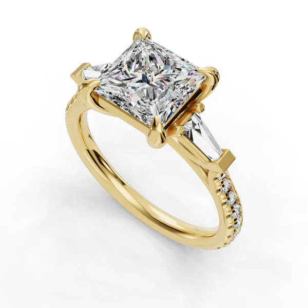 18K Yellow Gold Princess Engagement Ring Setting SVS Fine Jewelry Oceanside, NY