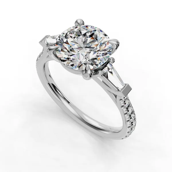 Platinum Round Engagement Ring Setting SVS Fine Jewelry Oceanside, NY