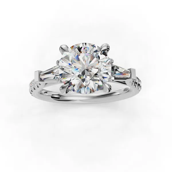 Platinum Round Engagement Ring Setting Image 4 SVS Fine Jewelry Oceanside, NY