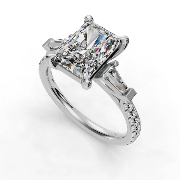 Platinum Radiant Engagement Ring Setting SVS Fine Jewelry Oceanside, NY