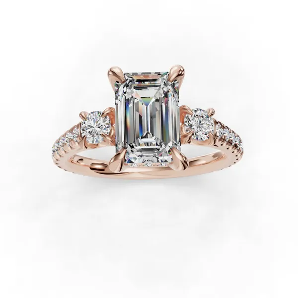 14K Rose Gold Emerald Engagement Ring Setting Image 4 SVS Fine Jewelry Oceanside, NY