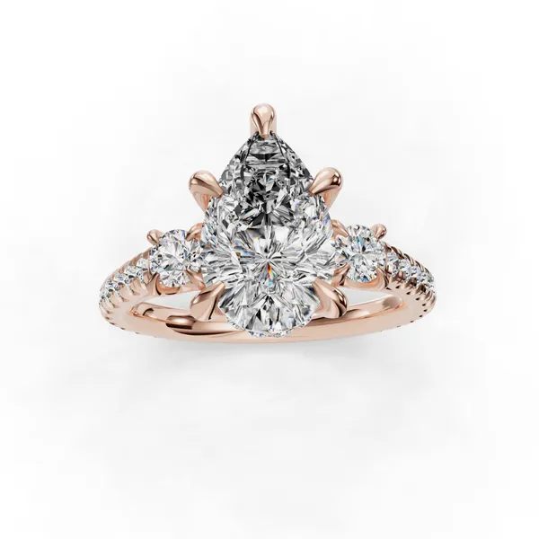 14K Rose Gold Pear Engagement Ring Setting Image 4 SVS Fine Jewelry Oceanside, NY