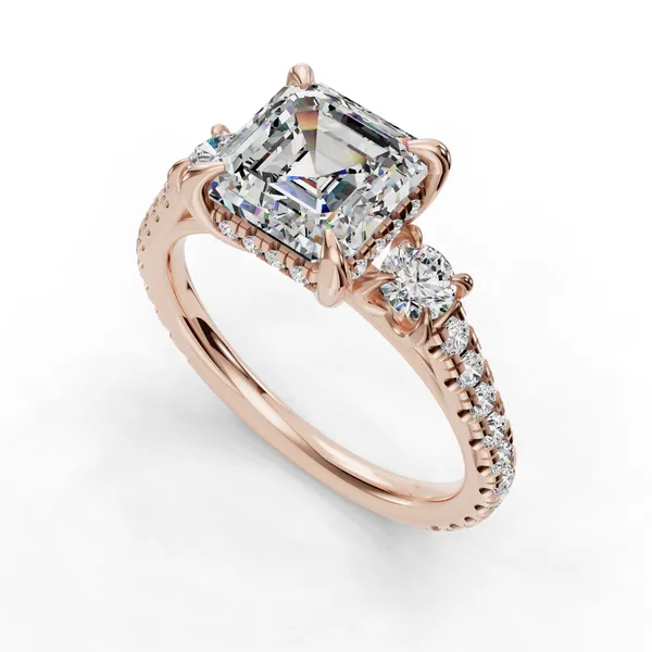14K Rose Gold Asscher Engagement Ring Setting SVS Fine Jewelry Oceanside, NY