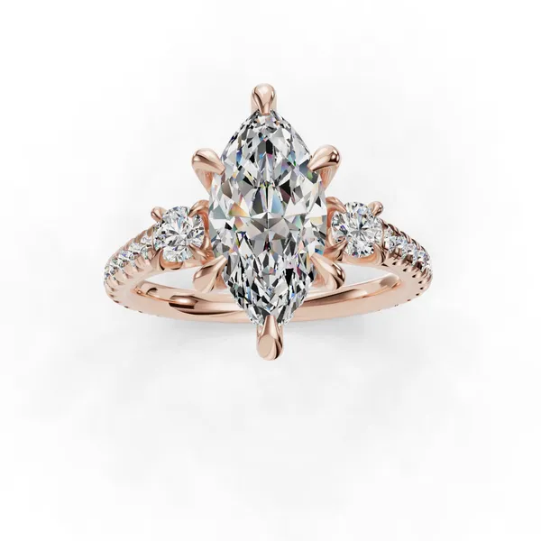 14K Rose Gold Marquise Engagement Ring Setting Image 4 SVS Fine Jewelry Oceanside, NY