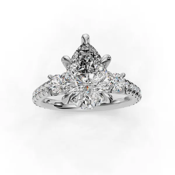 14K White Gold Pear Engagement Ring Setting Image 4 SVS Fine Jewelry Oceanside, NY