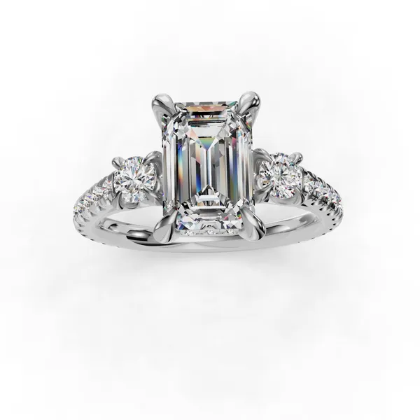 14K White Gold Emerald Engagement Ring Setting Image 4 SVS Fine Jewelry Oceanside, NY